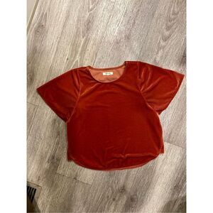 Madewell orange velour shirt